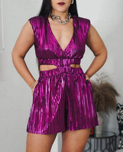 Load image into Gallery viewer, Metallic magenta romper